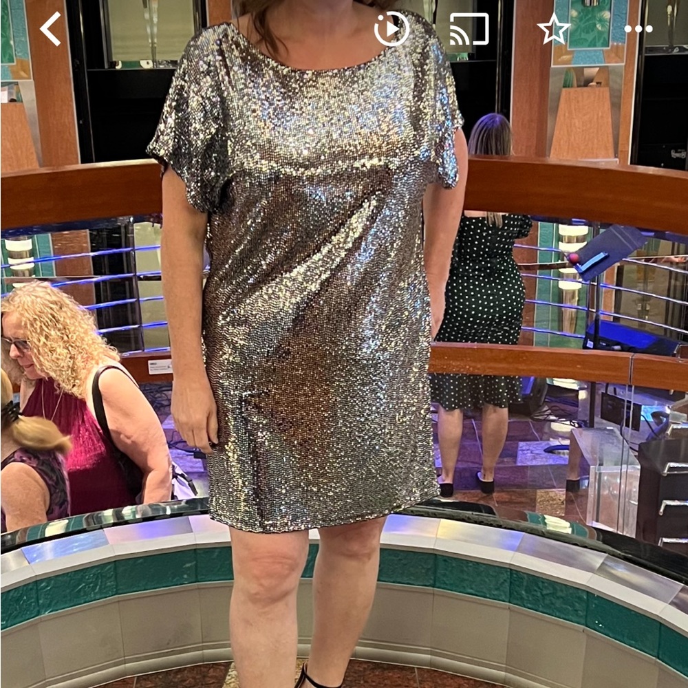Nice black silver shiny dress from boutique large